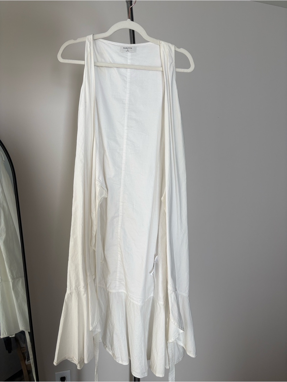 Aritzia Cream Ruffle-Trim Wrap Midi Dress - Picture 3 of 3